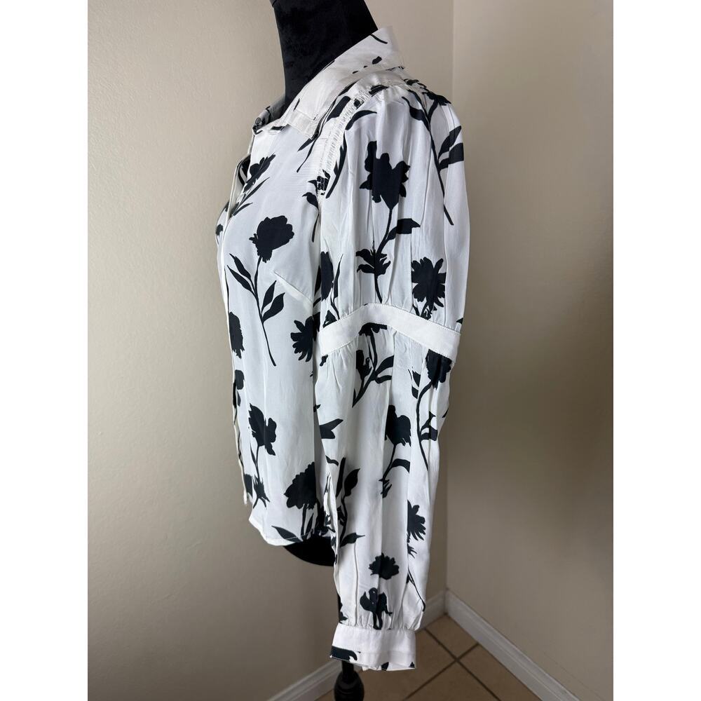 Maeve by Anthropologie Floral Blouse Black & White size L - Picture 2 of 10